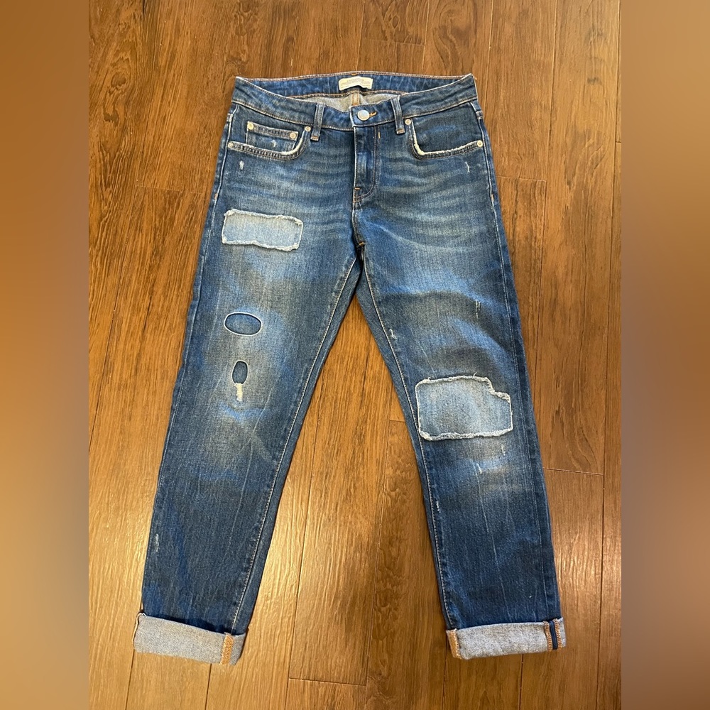 Zara Patched Crop boyfriend Jean